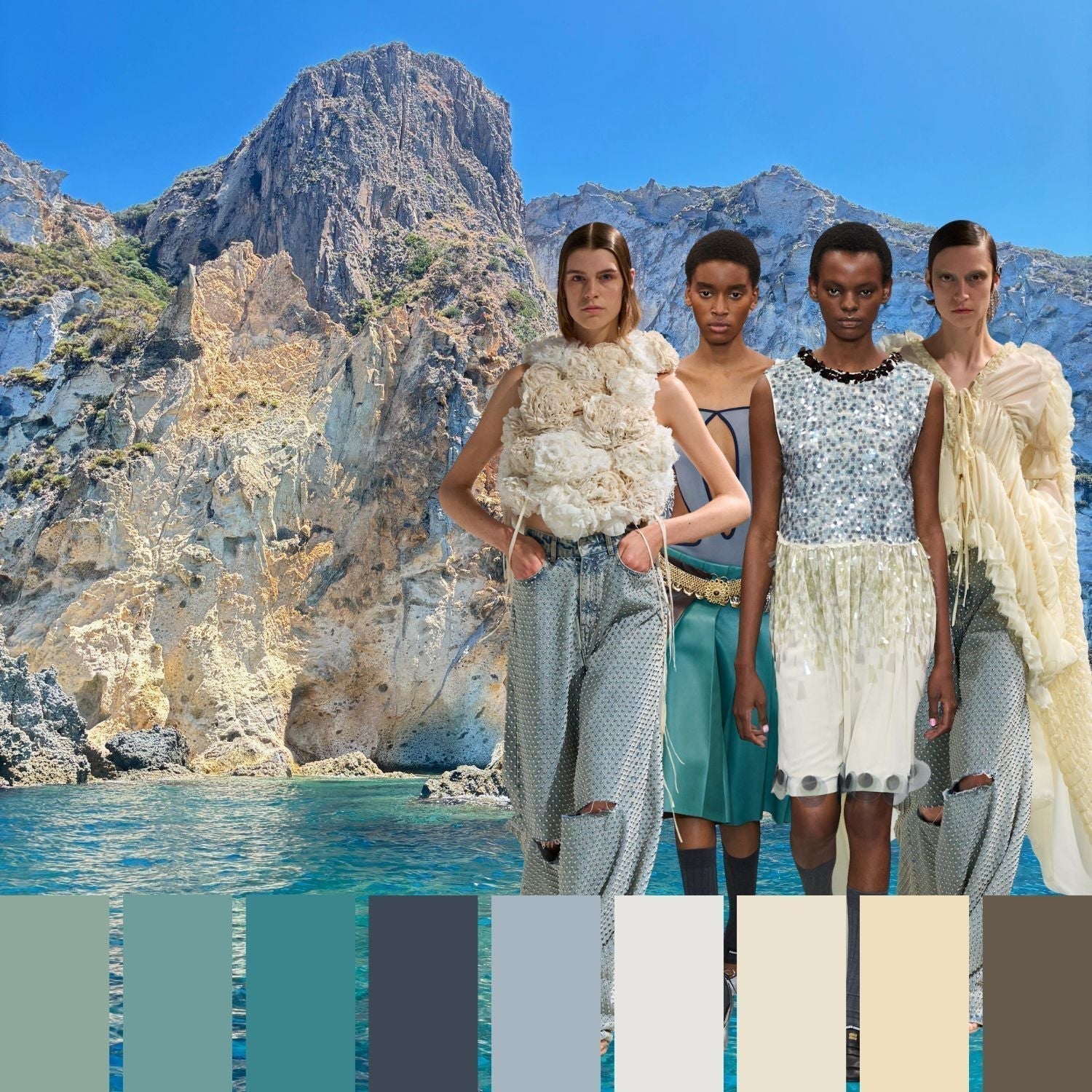 Armonie cromatiche, i colori naturali dell'isola di Ponza: la roccia multimaterica a contrasto con i colori leggeri e vibranti del mare