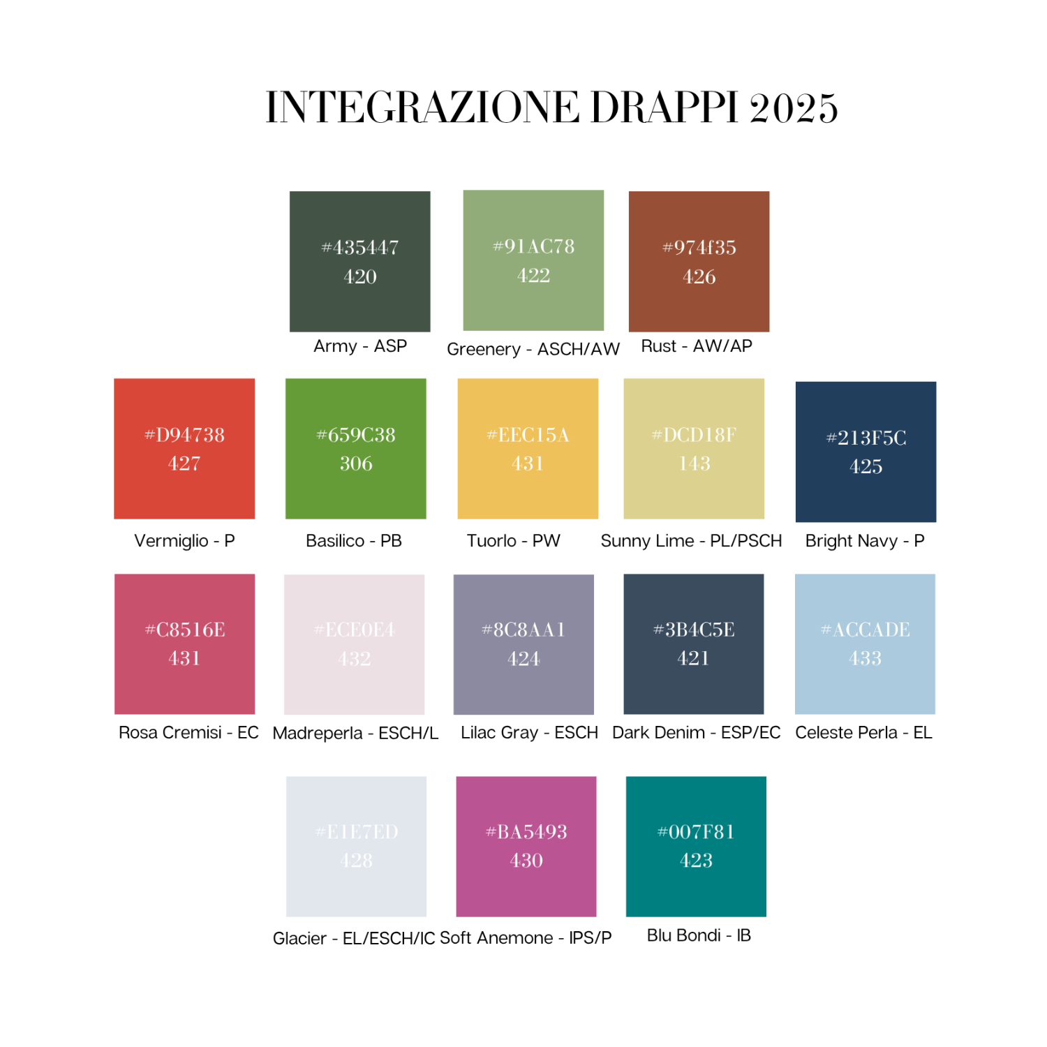 Integrazione 2025 - 16 Drappi per Armocromia
