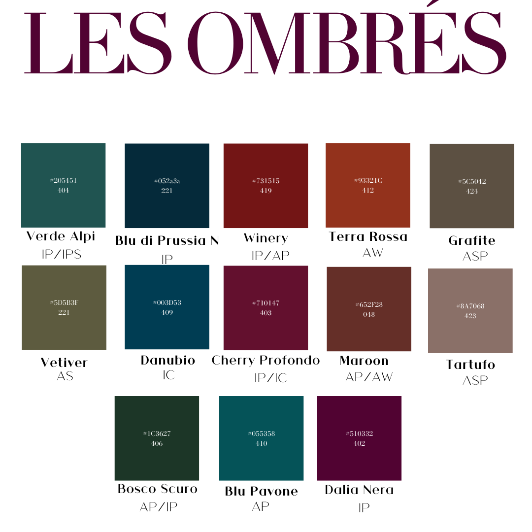 Set "Les Ombrés" drappi armocromia colori scuri