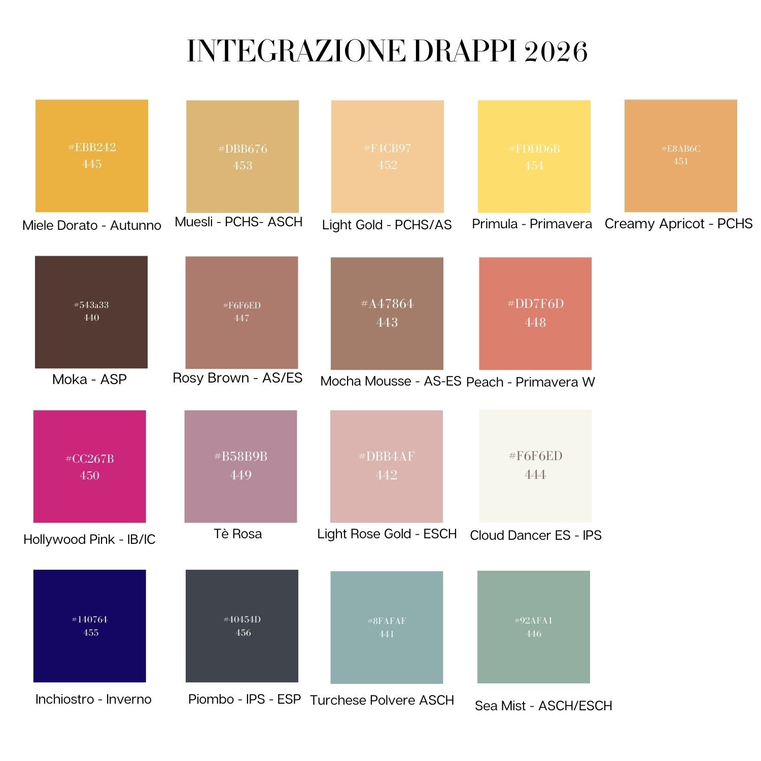 Integrazione 2026 - 17 Drappi per Armocromia